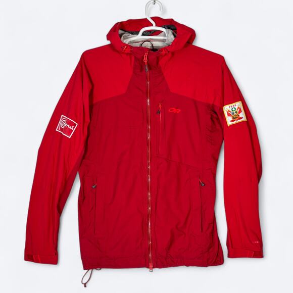 Outdoor Research Bolin Jacket Peru Patches Mens L Lightweight Full Zip Packable - Picture 1 of 13